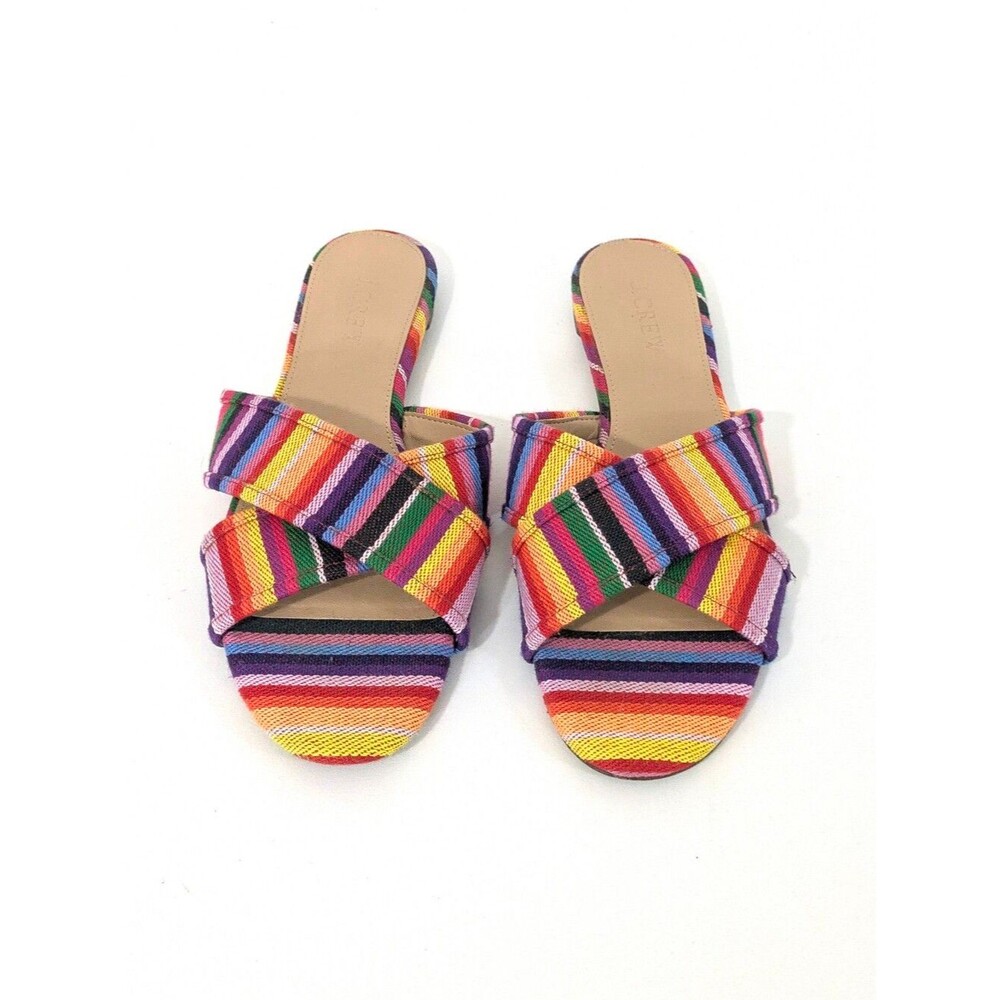 J. Crew Multistripe Cora Slip On Slides / Sandals - Size 6 Womens